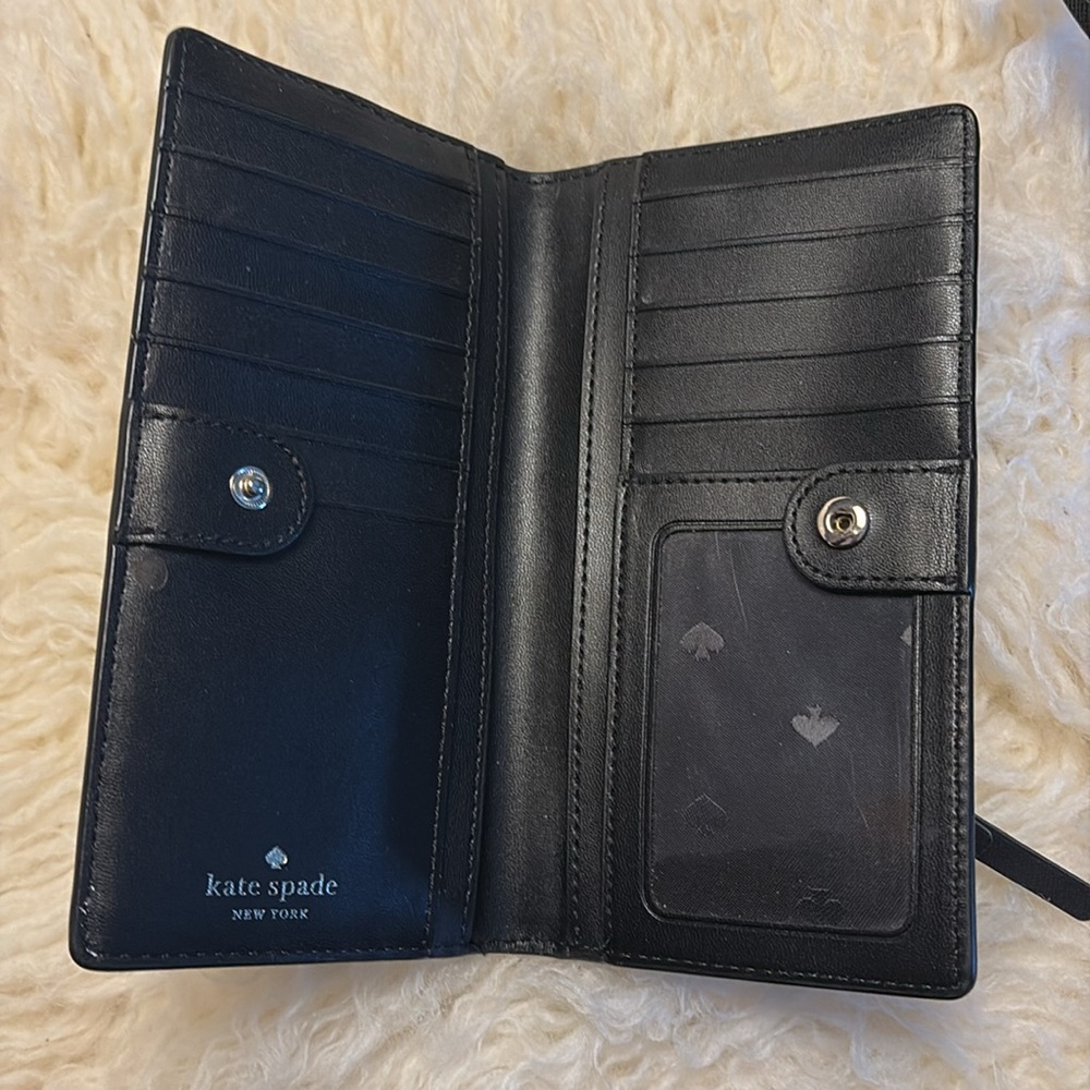 Kate Spade New York 2 piece. Sparkle Stripe Bag and Slim Black Matching Wallet. - Picture 10 of 17